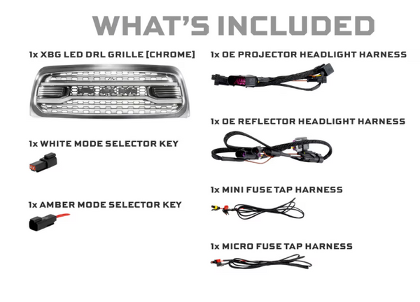 Morimoto Dodge Ram 2500 / 3500 HD  ( 2013 - 2018 ) XBG LED DRL Grille (Chrome / Black)