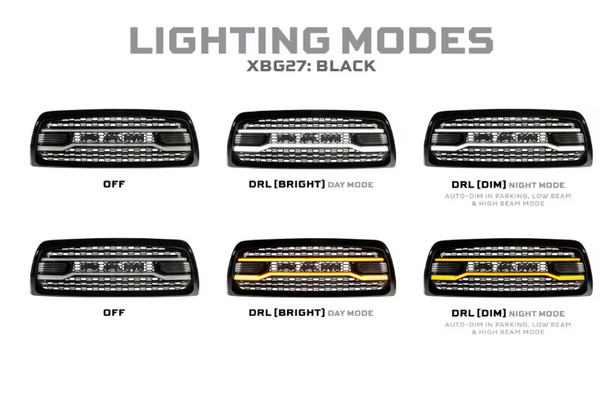 Morimoto Dodge Ram 2500 / 3500 HD  ( 2013 - 2018 ) XBG LED DRL Grille (Chrome / Black)
