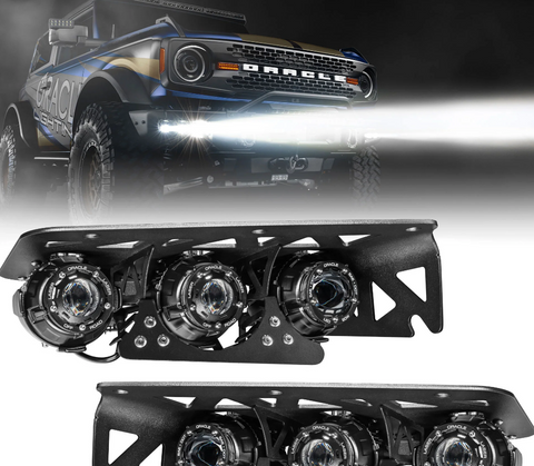 Oracle Lighting 2021 + Ford Bronco Off Road Laser and LED Fog Light Kit for Steel Bumper