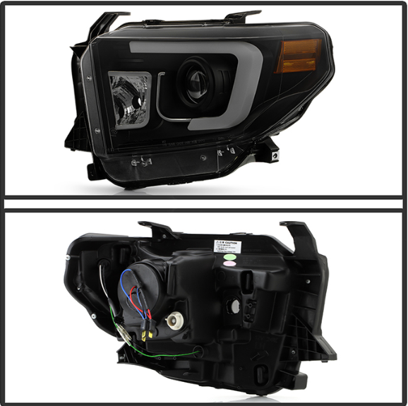 Spyder Toyota Tundra 2014-2017 / 2018 ( SR / SR5 Only ) Projector Headlights Light Bar DRL Black Smoke PRO-YD-TTU14-DRL-BSM
