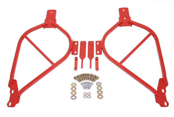 BMR 2014 - 2017 Chevy SS / 2008 - 2009 Pontiac G8 Bolt-On Subframe Connectors - Black Hammertone / Red