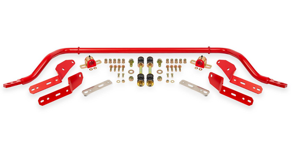 BMR 64-72 GM A-Body 1.25in Hollow 2-Hole Adjustable Front Sway Bar Kit - Black Hammertone / Red