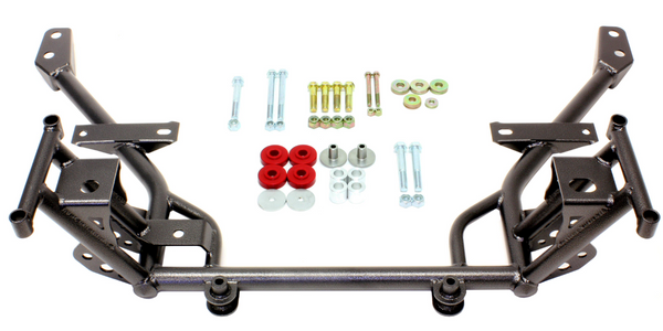 BMR 2005 - 2014 S197 Mustang K-Member w/ 1/2in Lowered Motor Mounts and STD. Rack Mounts - Red