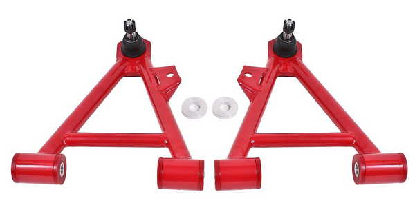 BMR 1994 - 2004 Mustang Lower Non-Adj. A-Arms (Coilover Only) w/ STD. Ball Joint (Poly) - Black / Red