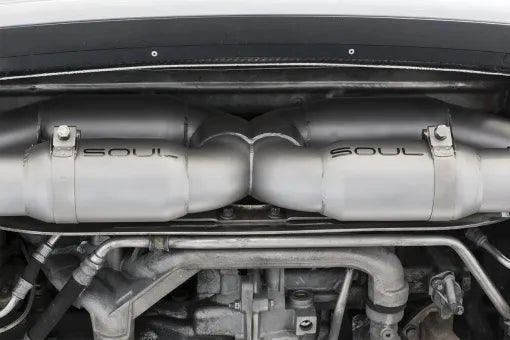 SOUL Porsche (2006-2009) 997.1 Turbo Competition X-Pipe Exhaust System - Re use Stock Tips