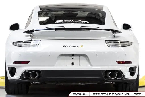 SOUL 2013 - 2019 Porsche 991.1 / 991.2 Turbo Sport X-Pipe Exhaust - GT2 Style Tips (Signature Satin)