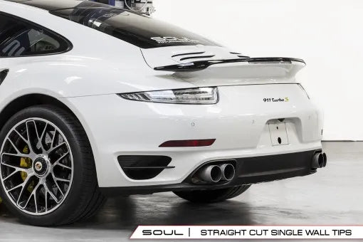 SOUL 2013 - 2019 Porsche 991.1 / 991.2 Turbo Sport X-Pipe Exhaust - Straight Cut Tips (Signature Satin)