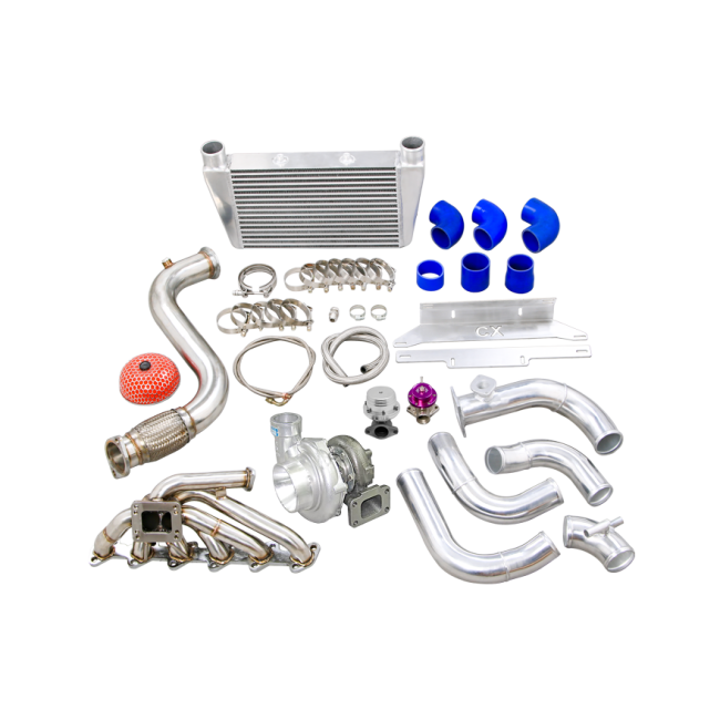 CX Racing Turbo + Intercooler Kit For 84-91 BMW 3-Series E30 Chassis / M20 Engine Convert to Top Mount T3 /T4 Turbo