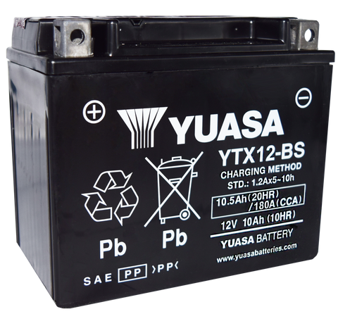 Yuasa YTX12-BS Maintenance Free AGM 12 Volt Battery (Bottle Supplied)