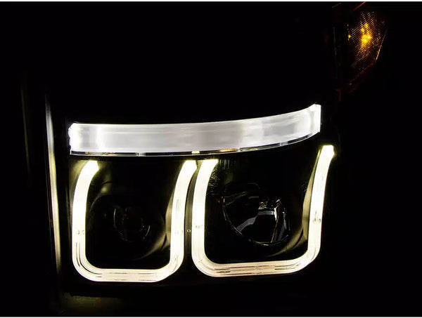 ANZO 2011-2015 Ford F-250 Projector Headlights w/ U-Bar Black