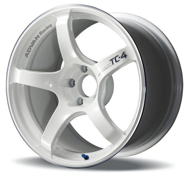 Advan TC4 18x9 +35 5x114.3 Racing White Metallic and Ring Wheel