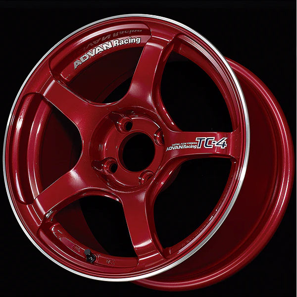 Advan TC4 16x7.0 +42 4x100 Racing Candy Red & Ring Wheel