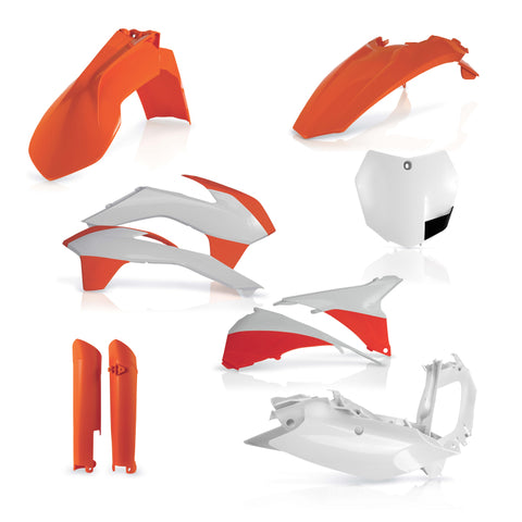 Acerbis 2013 - 2015 KTM SX/SX-F/XC/XC-F 125-450 Full Plastic Kit - Orange/White