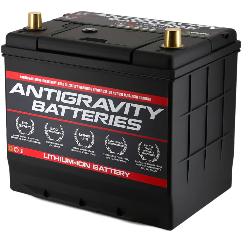 Antigravity Group 24 Lithium Car Battery w/Re-Start - 40 Amp hours, Positive Terminal on Left Side