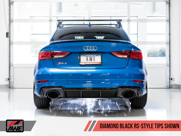 AWE Tuning 2017 - 2020 Audi RS3 8V Track Edition Exhaust - Diamond Black Tips RS-Style Tips