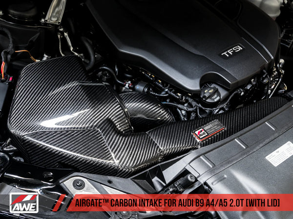 AWE Tuning Audi B9 2017 - 2021 A4/ 2018 - 2019 A5 2.0T Quattro Carbon Fiber AirGate Intake w/ Lid