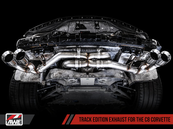 AWE Tuning 2020 + Chevrolet Corvette (C8) Track Edition Exhaust - Quad Diamond Black Tips