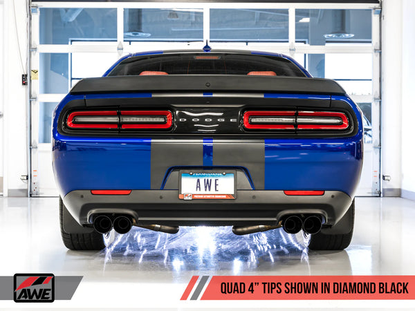 AWE Tuning 2017 - 2023 Challenger 5.7 Touring Edition Exhaust - Non-Resonated - Diamond Black Quad Tips