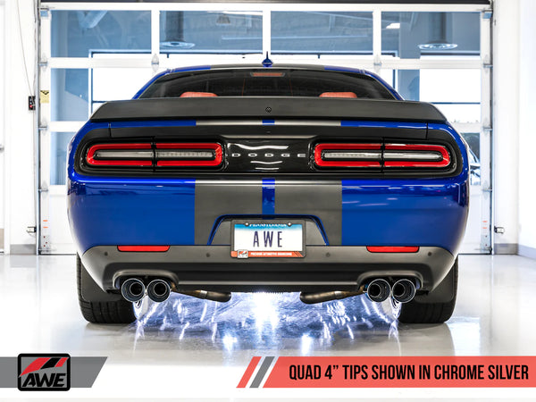 AWE Tuning 2017 - 2023 Dodge Challenger 5.7L Track Edition Exhaust - Chrome Silver Quad Tips
