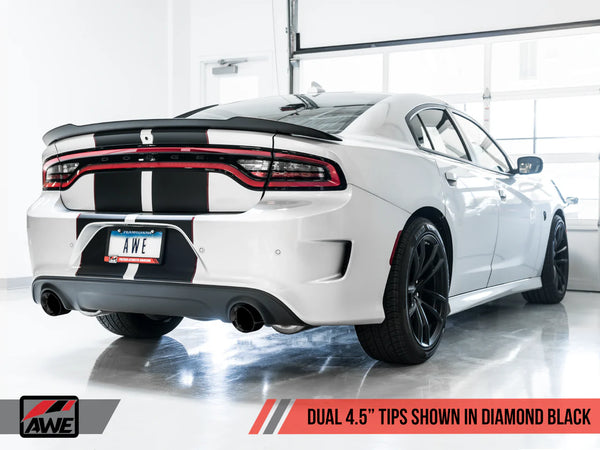 AWE Tuning 2017 - 2023 Dodge Charger 5.7L Touring Edition Exhaust - Non-Resonated - Diamond Black Tips