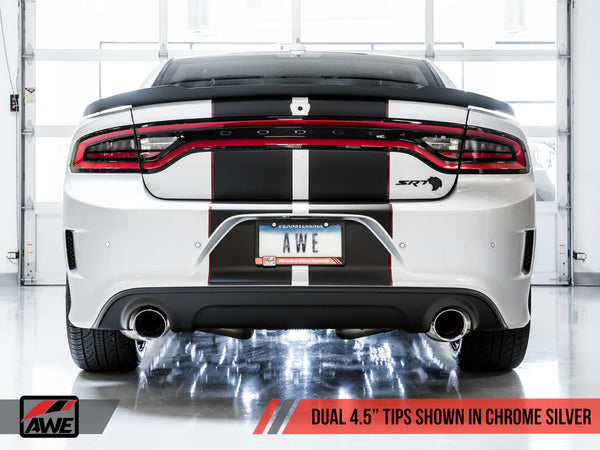 AWE Tuning 2015 - 2023 Dodge Charger 6.4L/6.2L SC Non-Resonated Touring Edition Exhaust - Silver Tips