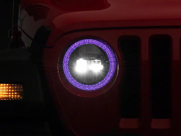 Raxiom 2018 + Jeep Wrangler JL/JT Axial 9-Inch LED Headlights w/RGB Halo- Blk Housing (Clear Lens)