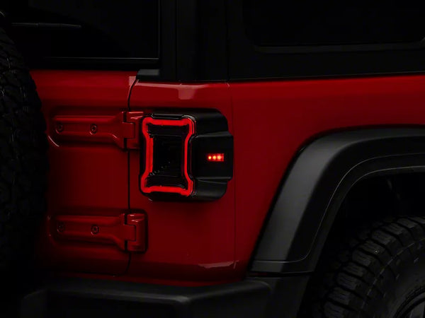 Raxiom 2018 + Jeep Wrangler JL Axial Series Plateau LED Tail Lights- Black Housing (Smoked Lens)