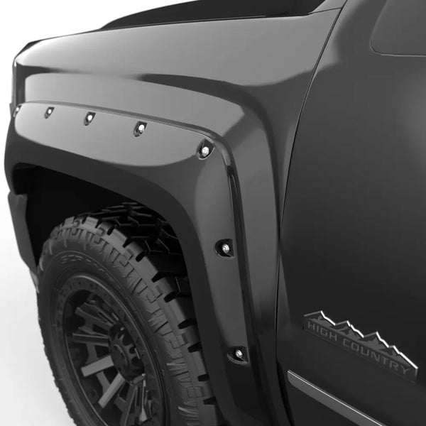 EGR 2014 - 2019 Chev 1500 / 2500 HD / 3500 HD Silverado 6-8ft Bed Bolt-On Look Color Match Fender Flares - Set - Black