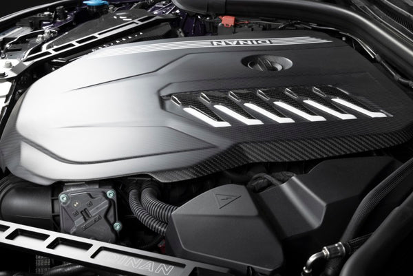 Dinan 2019 - 2026 BMW B58D (G01/G02/G20/G22/G23/G26/G42) Matte Carbon Fiber Engine Cover w/Gloss Accents