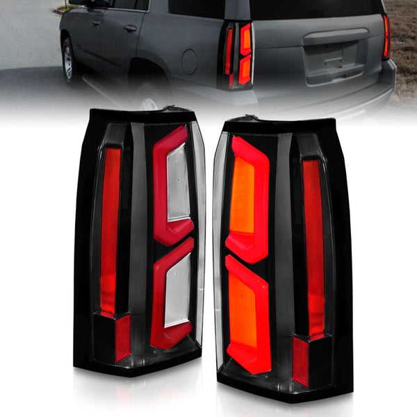 ANZO 2015-2020 Chevrolet Tahoe / Suburban LED Tail Lights w/ Light Bar Black Housing Clear Lens