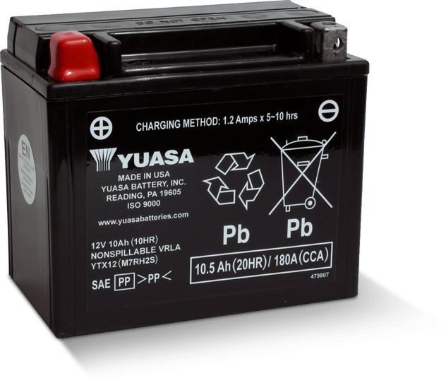 Yuasa YTX12 Maintenance Free AGM 12 Volt Battery