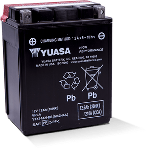 Yuasa YTX14AH-BS High Performance AGM 12 Volt Battery (Bottle Supplied)