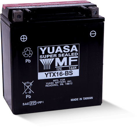 Yuasa YTX16-BS Maintenance Free AGM 12 Volt Battery (Bottle Supplied)