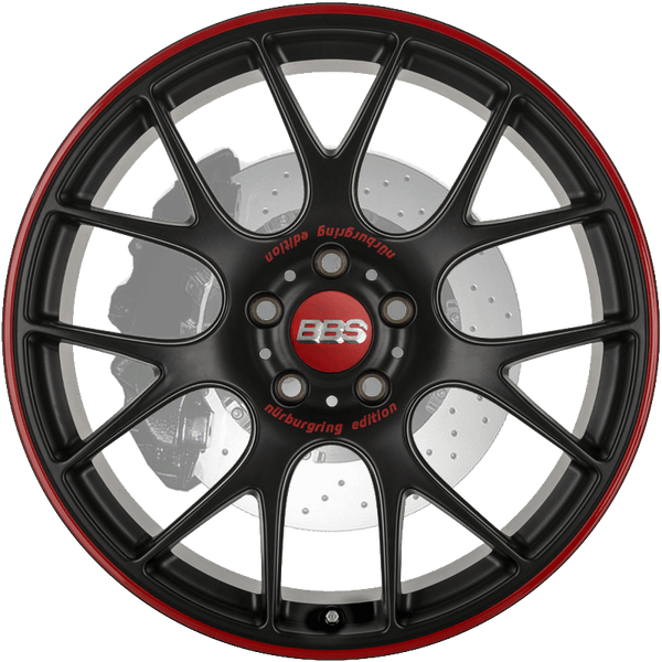 BBS CH-R Nurburgring Edition 18x8.5 5x112 ET47 Satin Black/Red Lip Wheel - 82mm PFS/Clip Req.
