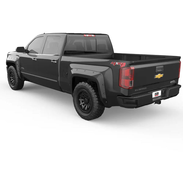 EGR 2014 - 2019 Chev 1500 / 2500 HD / 3500 HD Silverado 6-8ft Bed Bolt-On Look Color Match Fender Flares - Set - Black