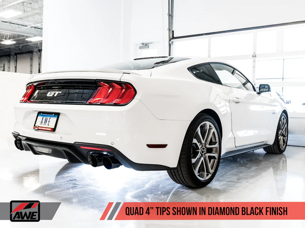 AWE Tuning 2018 - 2023 Ford Mustang GT (S550) Cat-back Exhaust - Touring Edition (Quad Diamond Black Tips)
