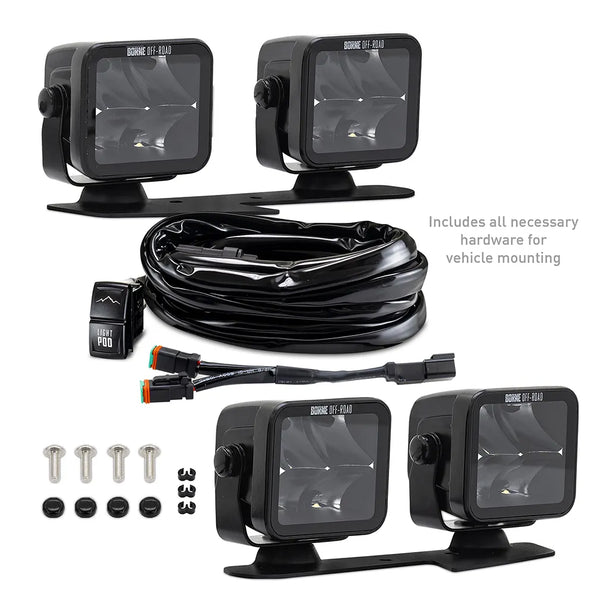 Borne Off-Road 2021+ Bronco Light Pods 4pc Ditch 3x3 Spot