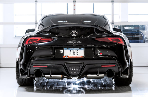 AWE 2020 + Toyota Supra A90 Resonated Touring Edition Exhaust - 5in Diamond Black Tips