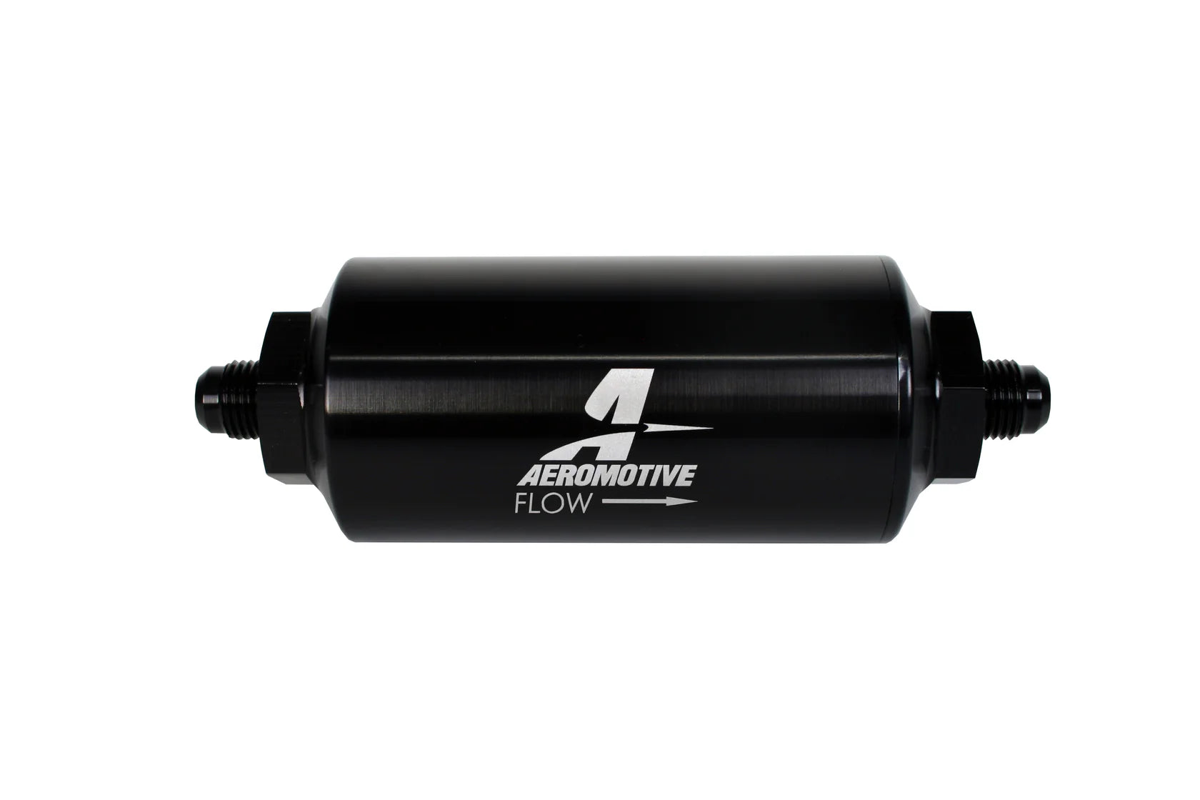 Aeromotive In-Line Fuel Filter - (AN-6 Male) 40 Micron Stainless Mesh Element Bright Dip Black Finish