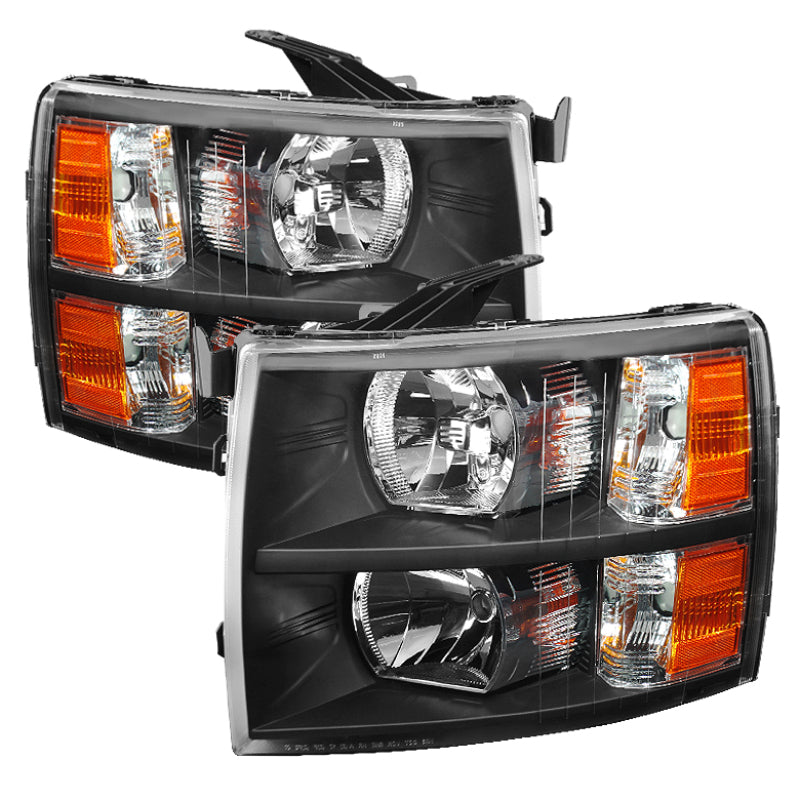 Xtune Chevy Silverado 2007 - 2013 1500 / 2007 - 2014 2500HD / 3500 HD Crystal Headlights Black HD-JH-CS07-AM-BK