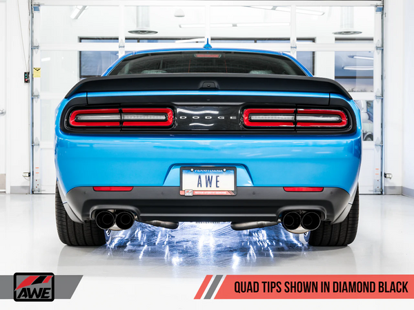 AWE Tuning 2015 - 2023 Dodge Challenger 6.4L/6.2L SC Track Edition Exhaust - Quad Diamond Black Tips