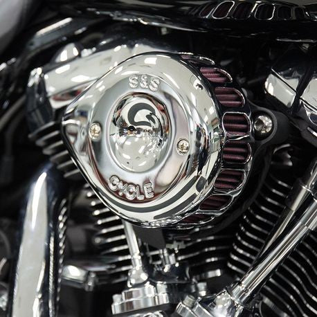 S&S Cycle Stealth Air Cleaner Kit with Chrome Mini Teardrop Cover for 2017+ Harley Davidson® M8 Models
