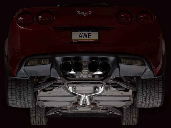 AWE Track Edition Axleback Exhaust for C6 Chevrolet Corvette 6.2L (2009-2013) - Diamond Black Tips
