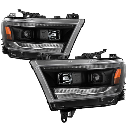 Spyder Dodge Ram 2019 - 2020 Halogen Model Projector Headlights Chrome PRO-YD-DR19HALSI-SEQ-BK