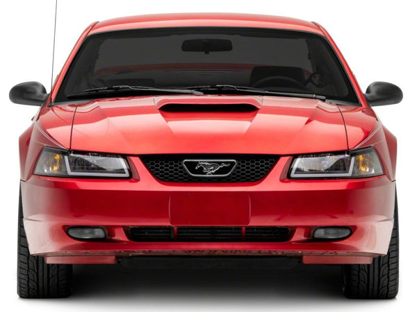 Raxiom 1999 - 2004 Ford Mustang Axial Series Headlights w/ Sequential LED Bar- Black Housing (Clear Lens)