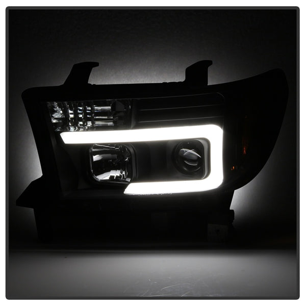 Spyder 2008 - 2013 Toyota Sequoia / 2007 - 2013 Tundra Projector Headlights - Light Bar DRL - Black PRO-YD-TTU07V2-LB-BK