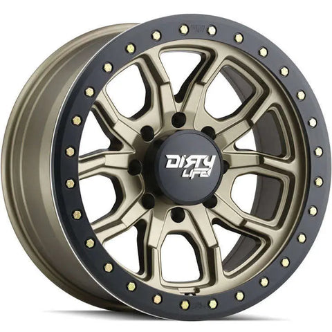 Dirty Life 9303 DT-1 17x9 / 5x114.3 BP / -12mm Offset / 72.6mm Hub Satin Gold Wheel- Beadlock