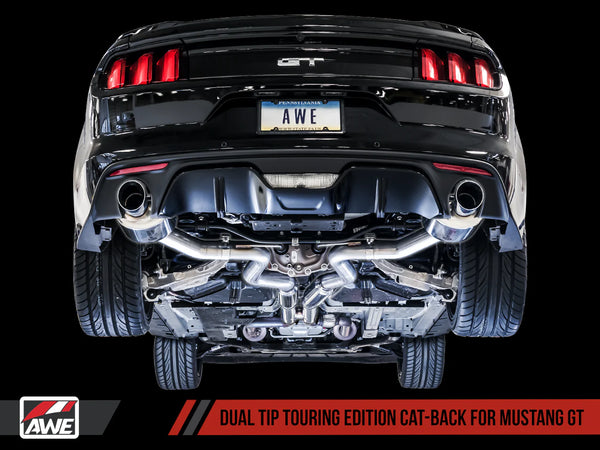 AWE Tuning S550 2015 -2017 Mustang GT Cat-back Exhaust - Touring Edition (Chrome Silver Tips)