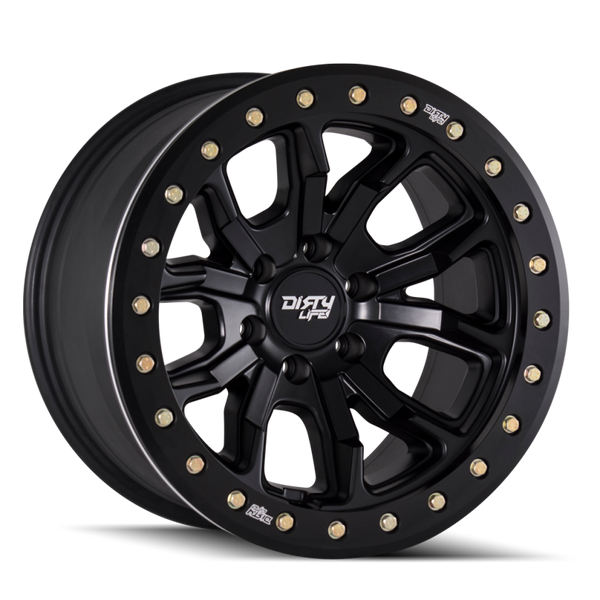 Dirty Life 9303 DT-1 17x9 / 5x139.7 (5x5.5) BP / -38mm Offset / 108mm Hub Matte Black Wheel - Beadlock