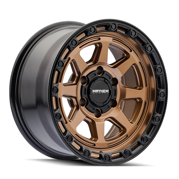 Mayhem 8306 Ridgeline 17x8.5 / 6x139.7 BP / -6mm Offset / 106.1mm Hub Satin Bronze/Black Lip Wheel